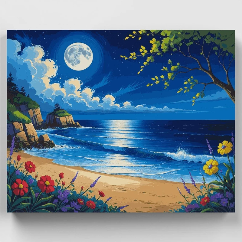 Moonlit Beach Paradise - Paint by Numbers Kit