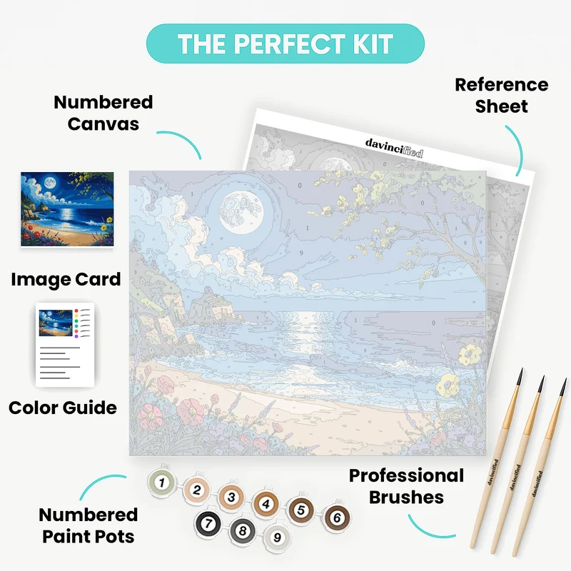 Moonlit Beach Paradise - Paint by Numbers Kit