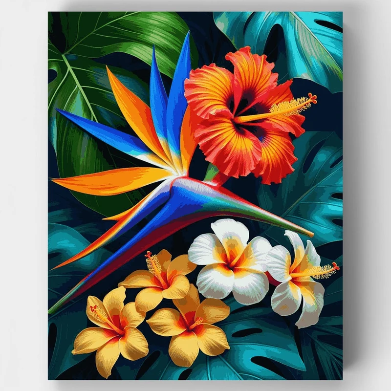Tropical Paradise Flowers - Paint by Numbers Kit