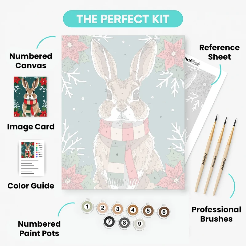 Festive Hare with Scarf - Paint by Numbers Kit