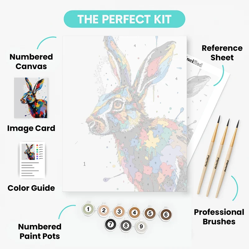 Vibrant Rainbow Hare - Paint by Numbers Kit