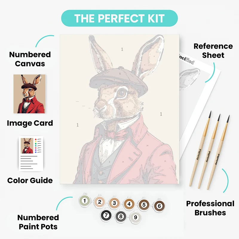 Dapper Hare in Victorian Attire - Paint by Numbers Kit