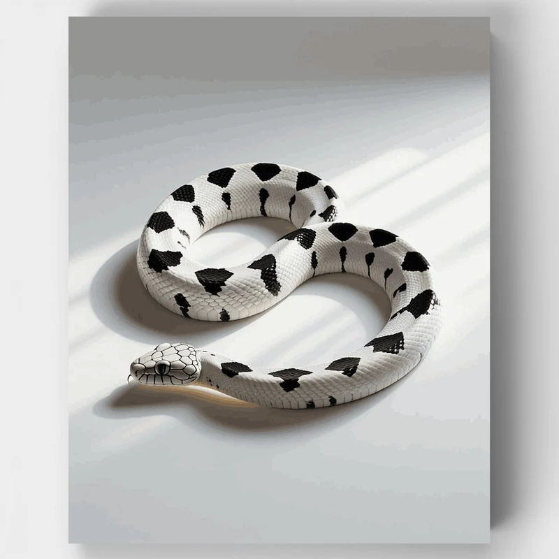White Snake with Black Spots - Paint by Numbers Kit