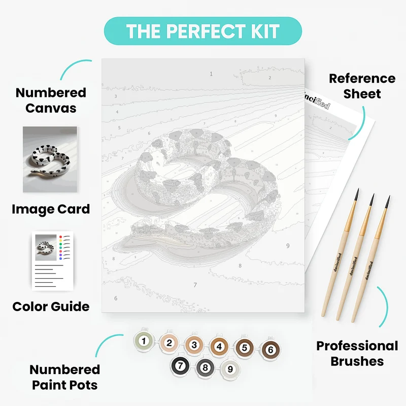 White Snake with Black Spots - Paint by Numbers Kit