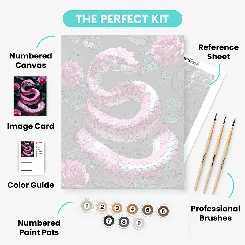 Pink Snake with Roses - Paint by Numbers Kit