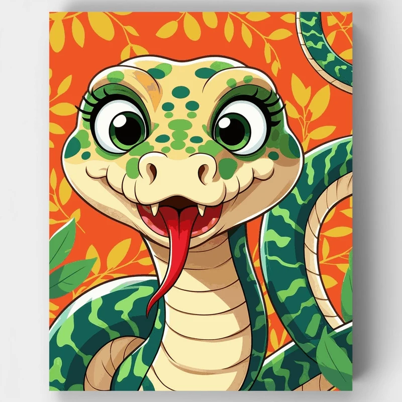 Cheerful Snake with Big Eyes - Paint by Numbers Kit