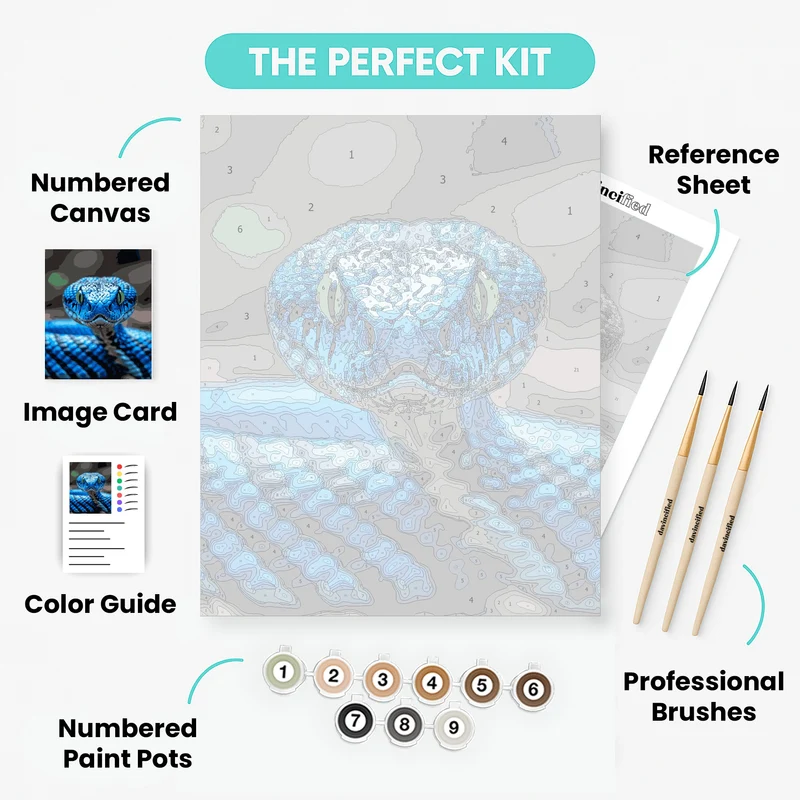 Blue Viper with Emerald Eyes - Paint by Numbers Kit