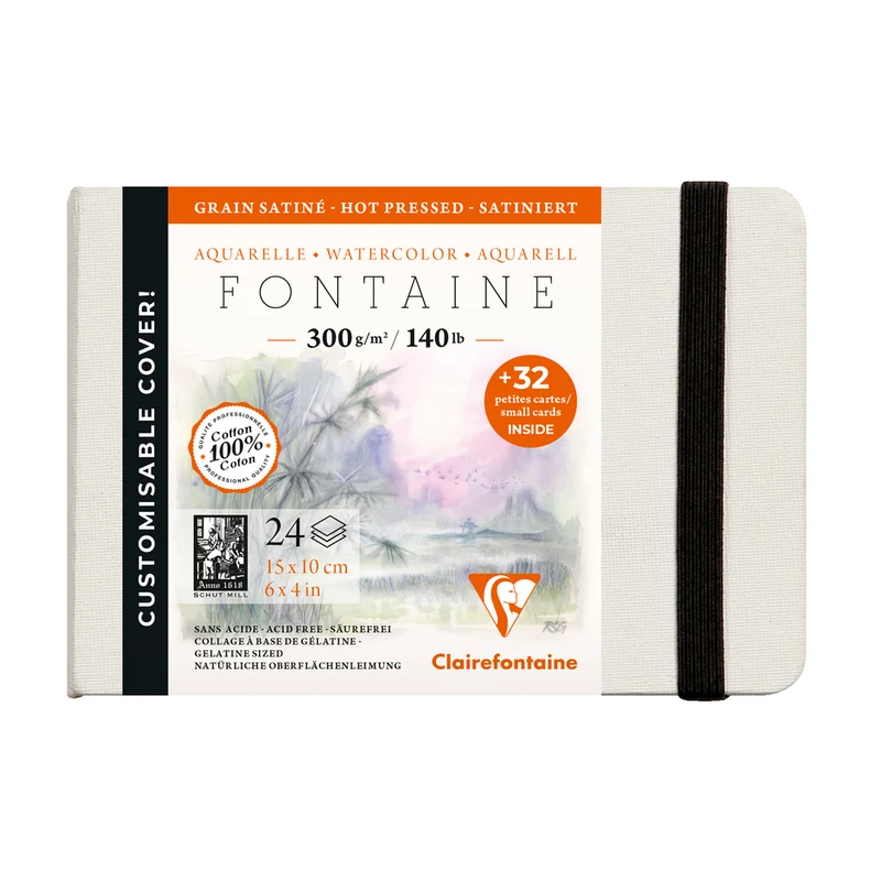 Акварелен скицник Clairefontaine Fontaine HP 300 g/m² – твърди корици