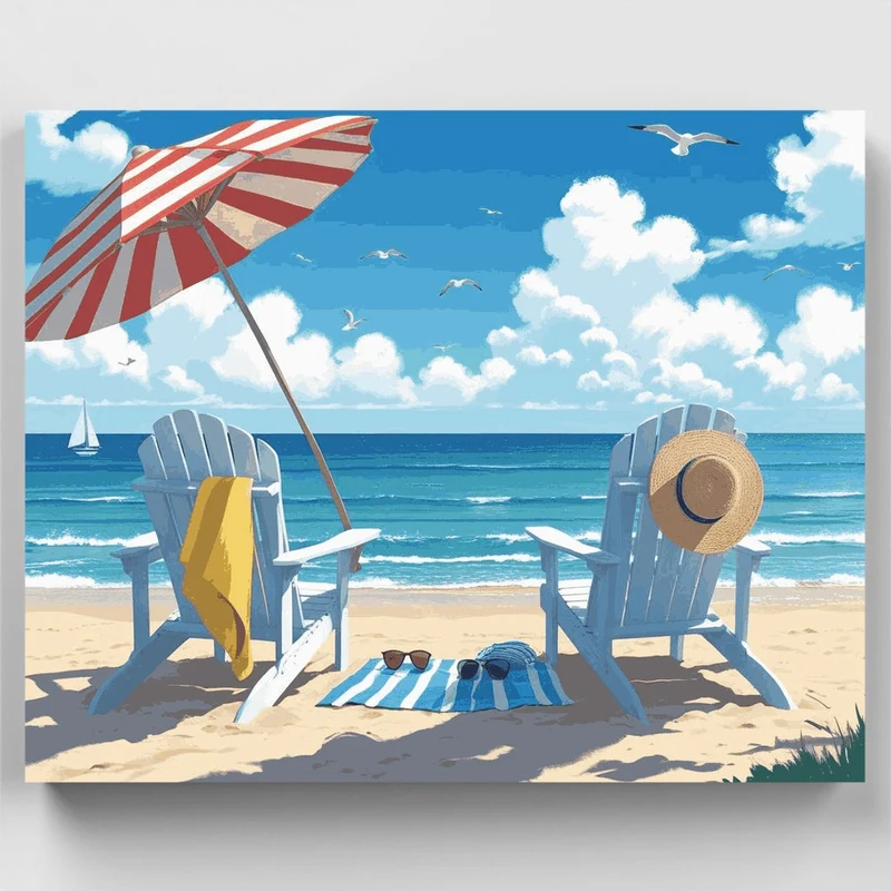 Seaside Relaxation Beach Chairs - Paint by Numbers Kit