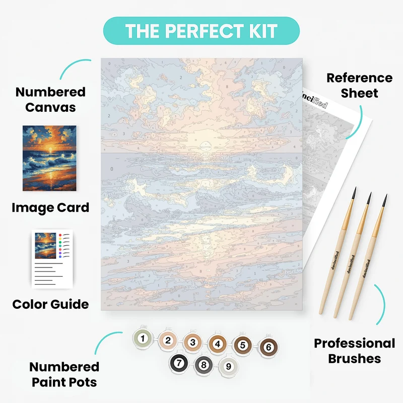 Vibrant Ocean Sunset Waves - Paint by Numbers Kit