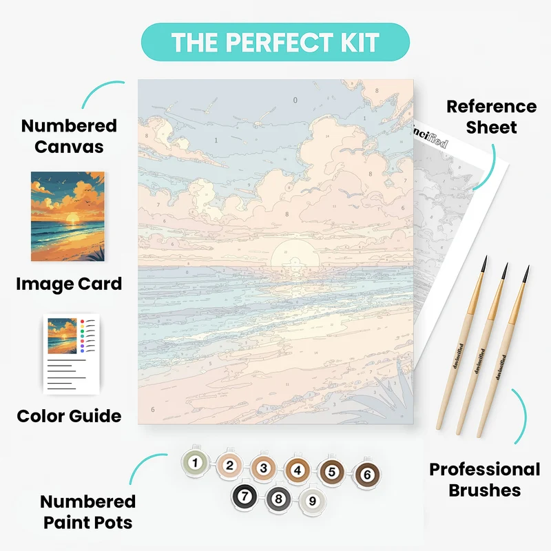 Golden Hour Seascape with Seagulls - Paint by Numbers Kit