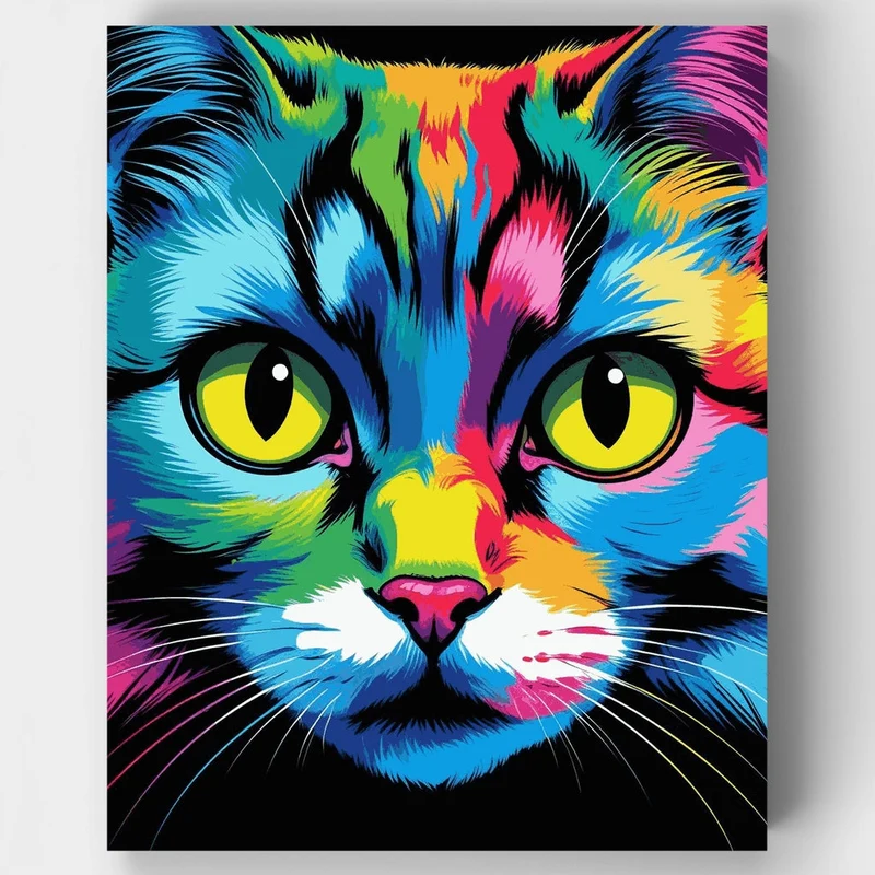 Vibrant Rainbow Cat - Paint by Numbers Kit