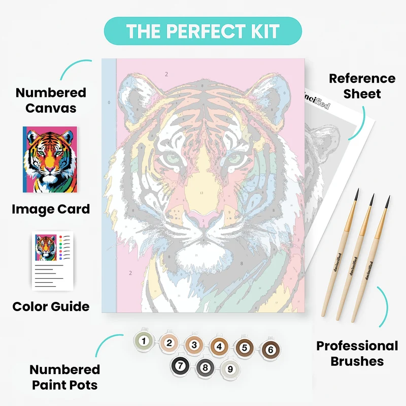 Colorful Tiger Portrait - Paint by Numbers Kit