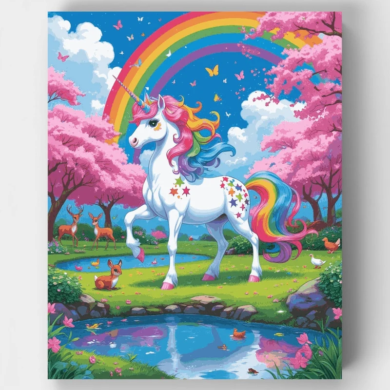 Magical Unicorn Rainbow Garden - Paint by Numbers Kit