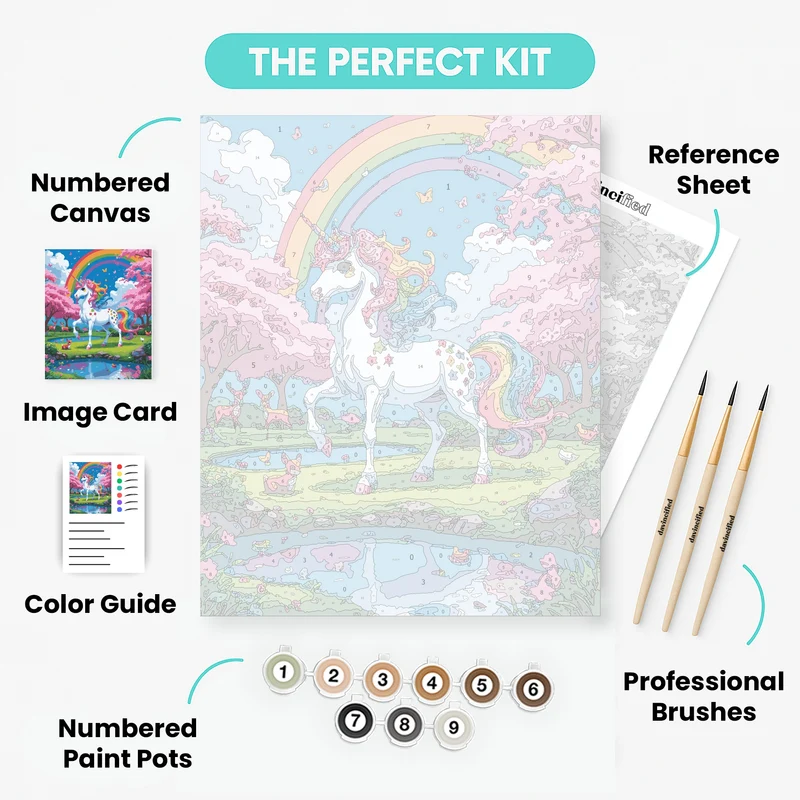 Magical Unicorn Rainbow Garden - Paint by Numbers Kit