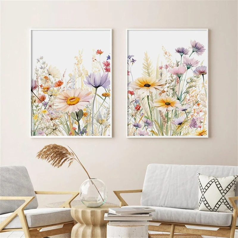 3er Set Gänseblümchen Poster 50x70cm Leinwand Kunstdruck