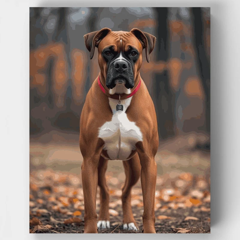 Majestic Boxer Dog in Autumn Forest - Paint by Numbers Kit