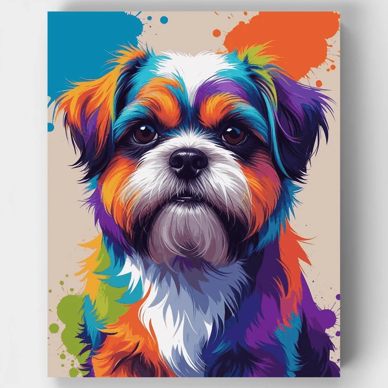 Colorful Shih Tzu Portrait - Paint by Numbers Kit