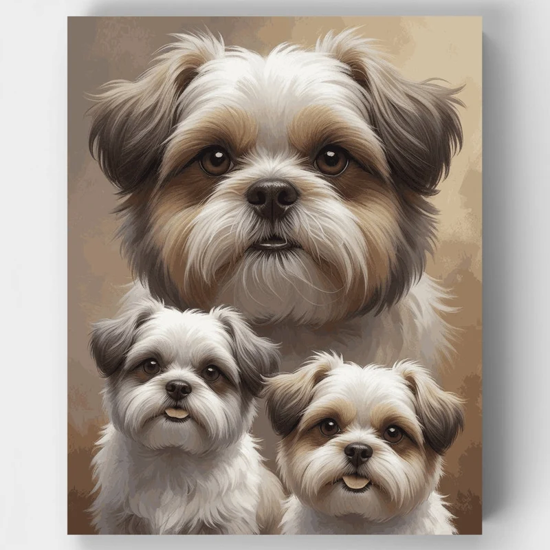 Shih Tzu Family Portrait - Paint by Numbers Kit