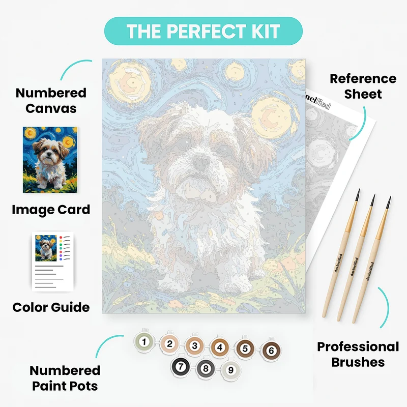 Shih Tzu Starry Night - Paint by Numbers Kit
