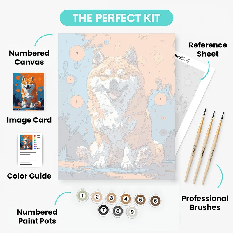 Happy Shiba Inu Pop Art - Paint by Numbers Kit