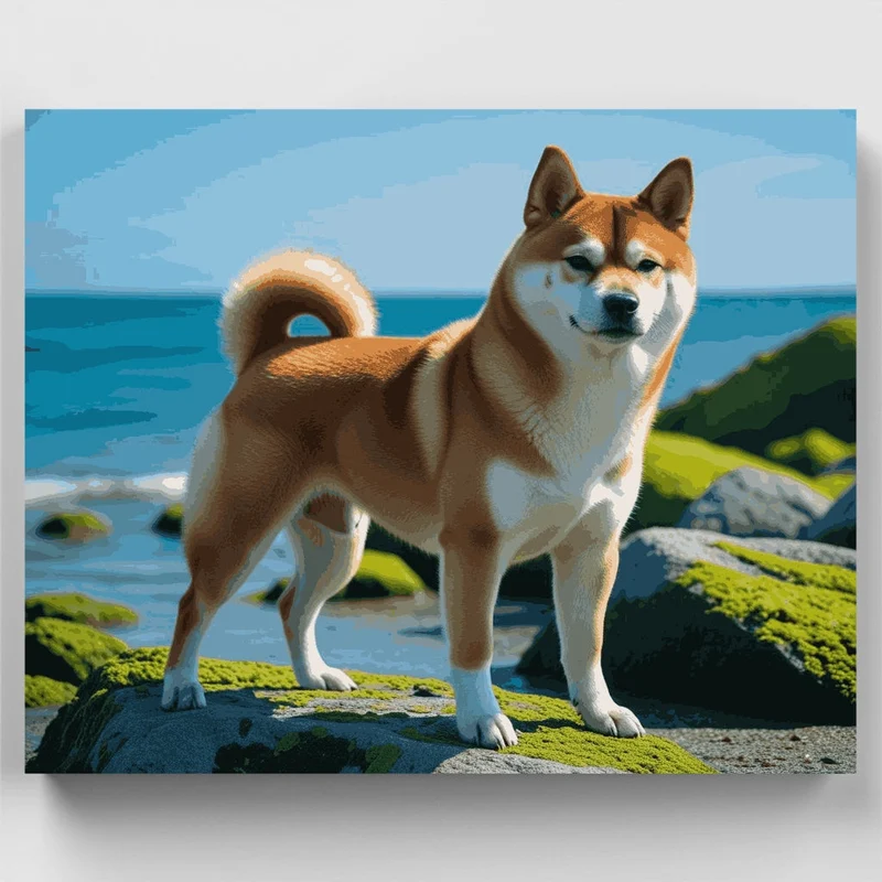 Shiba Inu by the Ocean - Paint by Numbers Kit