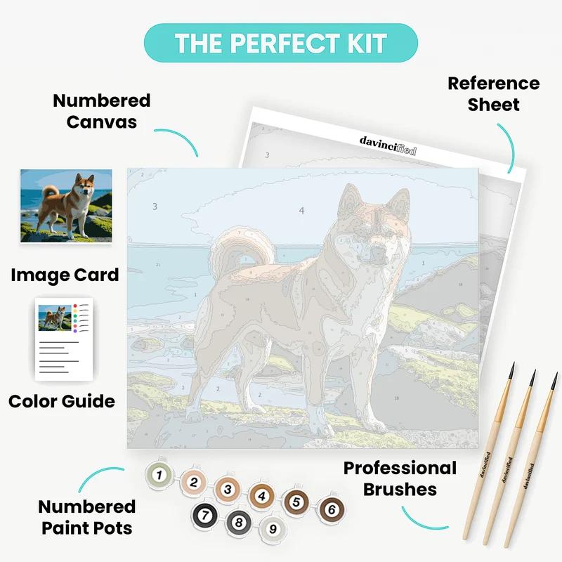 Shiba Inu by the Ocean - Paint by Numbers Kit