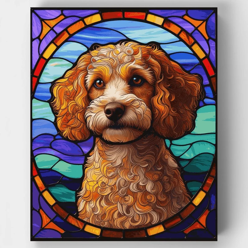 Stained Glass Labradoodle Portrait - Paint by Numbers Kit
