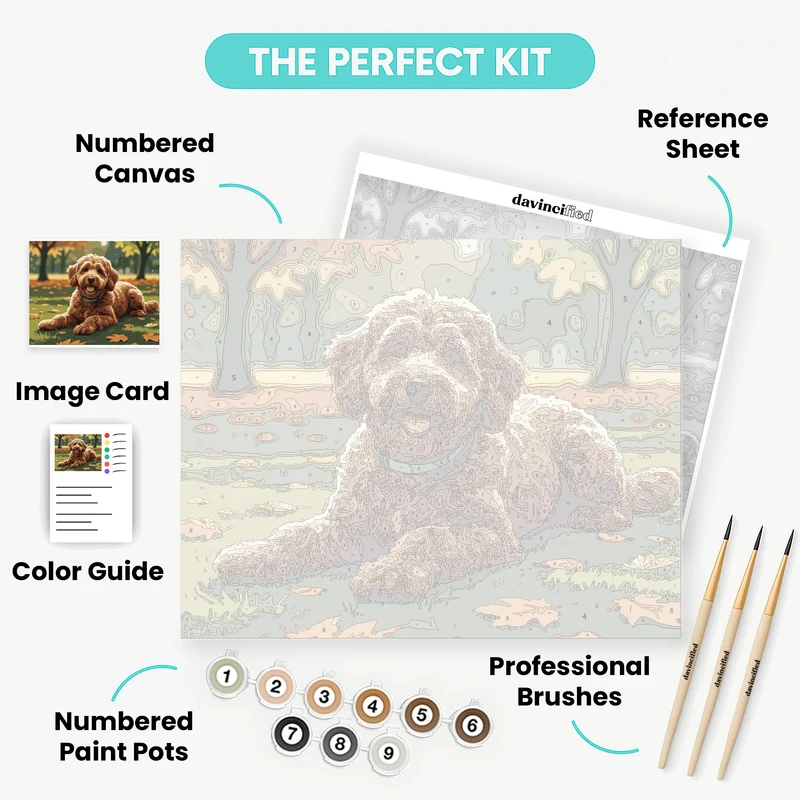 Labradoodle in Autumn Park - Paint by Numbers Kit