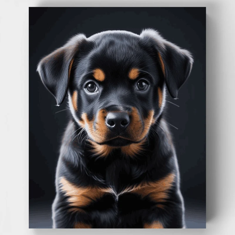 Adorable Rottweiler Puppy Portrait - Paint by Numbers Kit