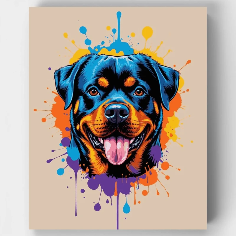 Vibrant Rottweiler Pop Art - Paint by Numbers Kit
