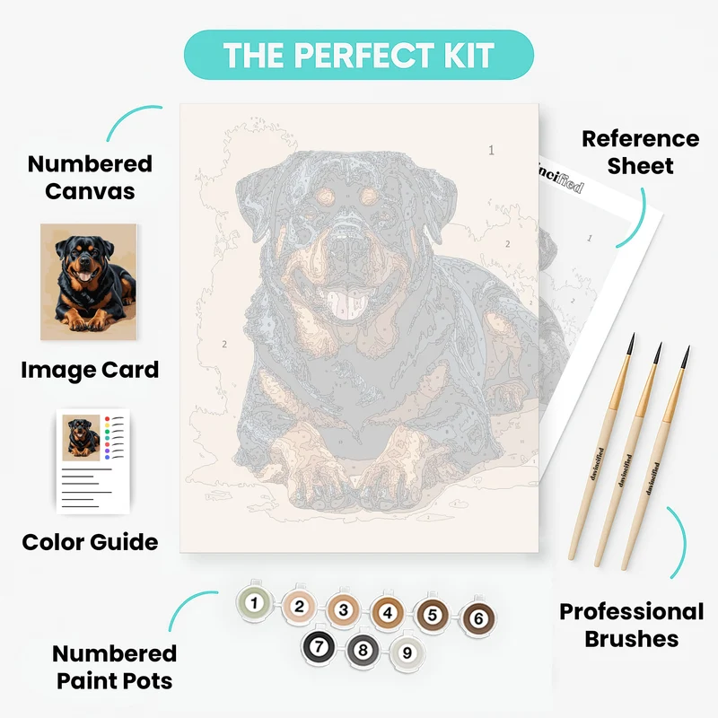 Loyal Rottweiler Portrait - Paint by Numbers Kit