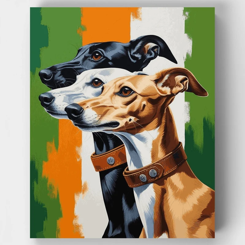 Three Elegant Greyhounds - Paint by Numbers Kit