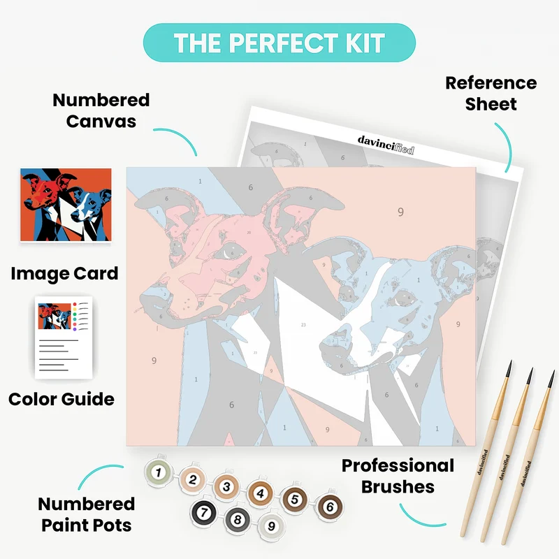 Geometric Dogs - Paint by Numbers Kit