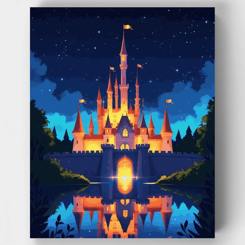 Enchanted Castle Under Starry Night - Paint by Numbers Kit