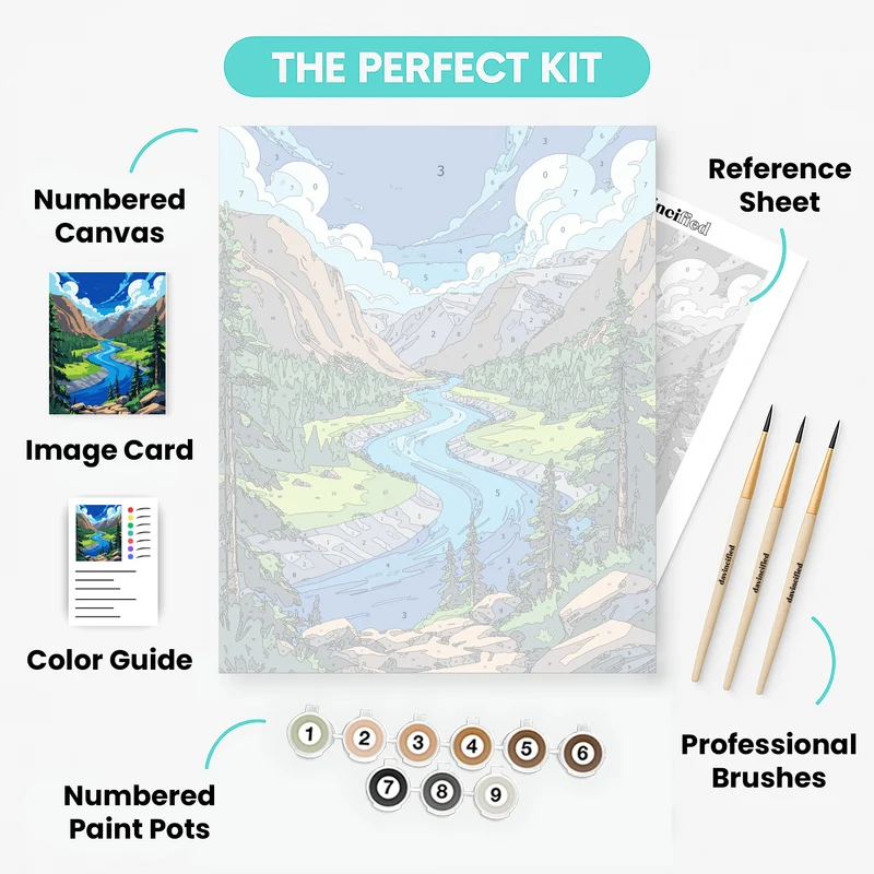 Mountain River Valley - Paint by Numbers Kit