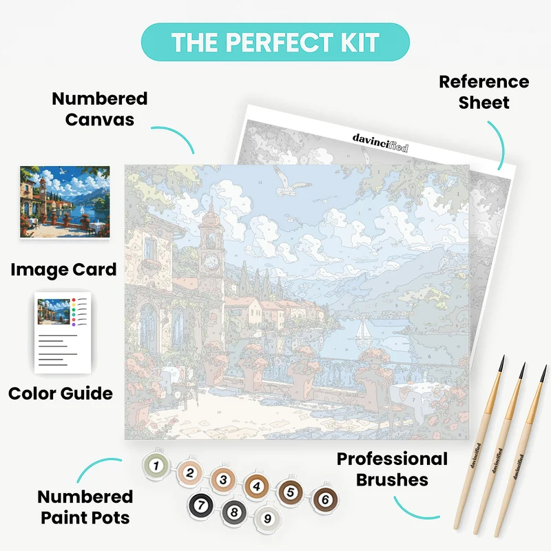 Mediterranean Lakeside Terrace - Paint by Numbers Kit
