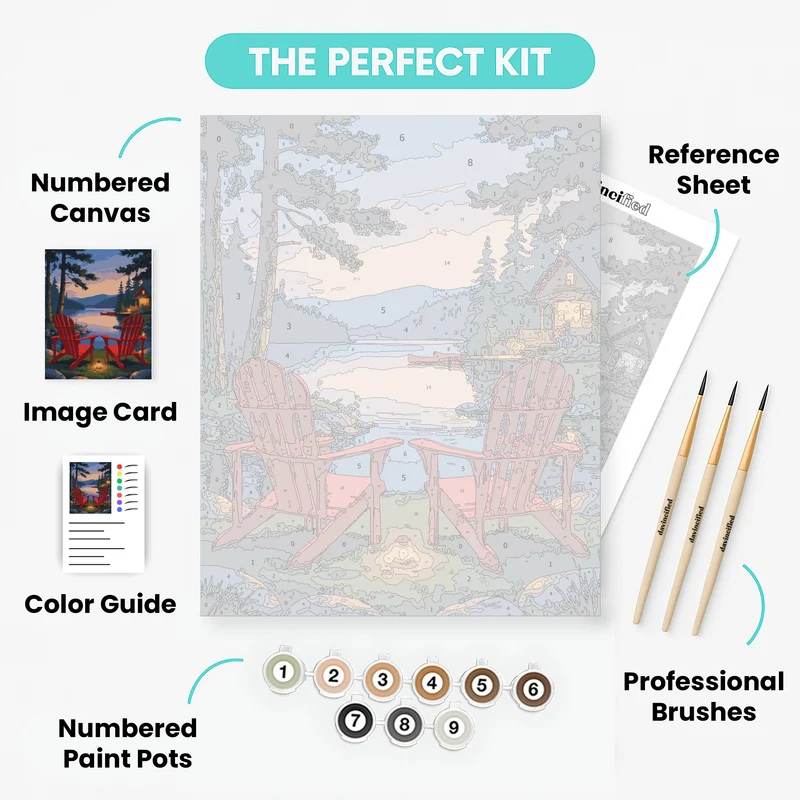 Lakeside Cabin Evening Serenity - Paint by Numbers Kit