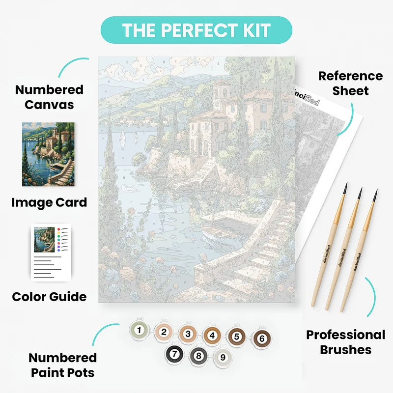 Mediterranean Lakeside Villa - Paint by Numbers Kit