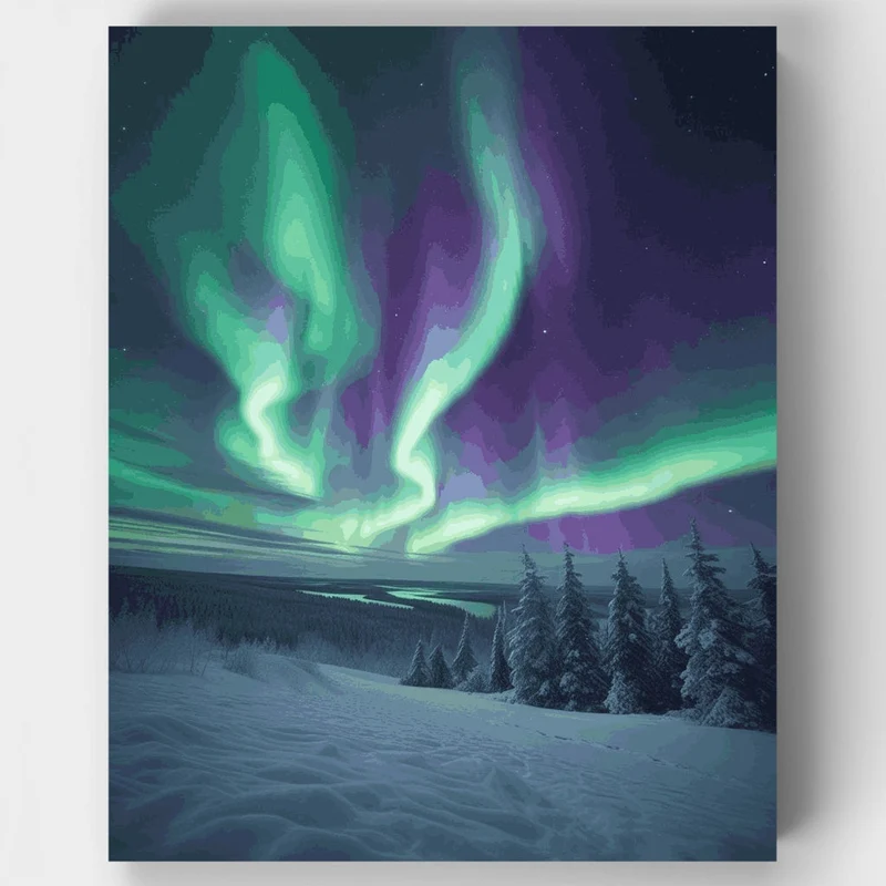 Aurora Borealis Winter Wonderland - Paint by Numbers Kit