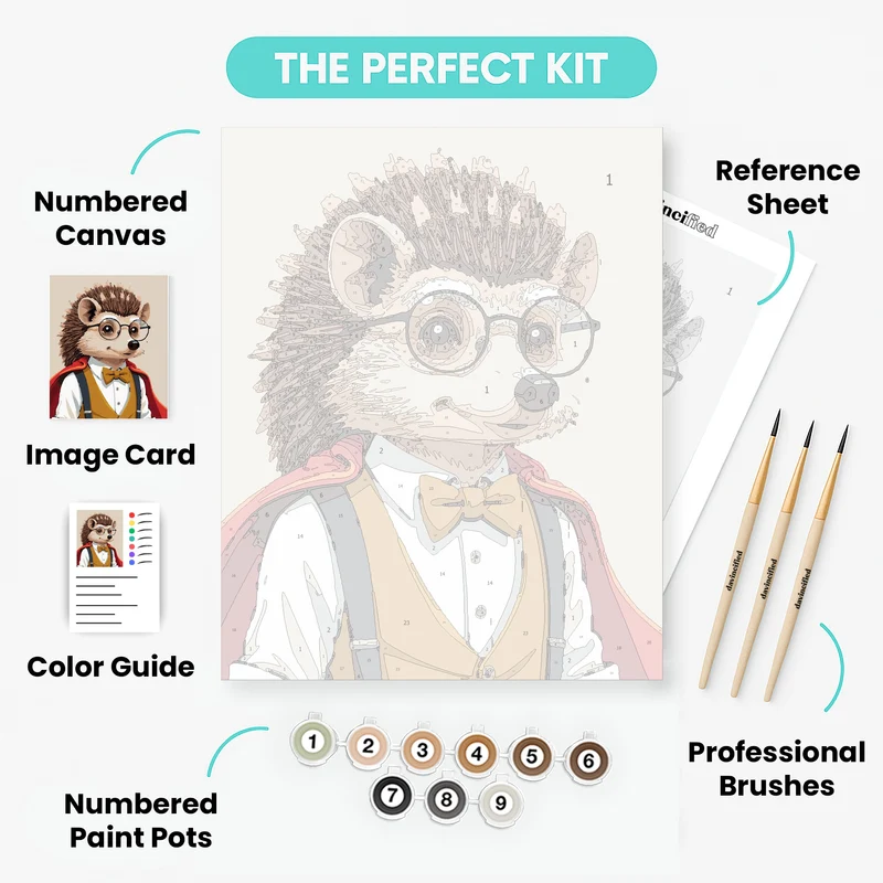 Sophisticated Hedgehog in Glasses - Paint by Numbers Kit
