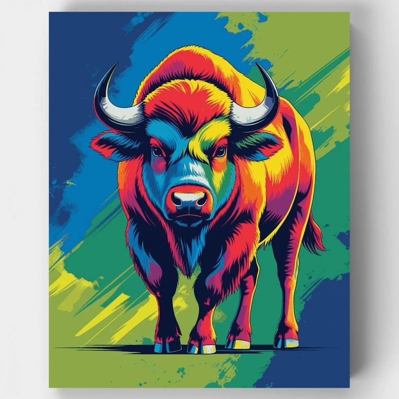 Vibrant Rainbow Buffalo - Paint by Numbers Kit
