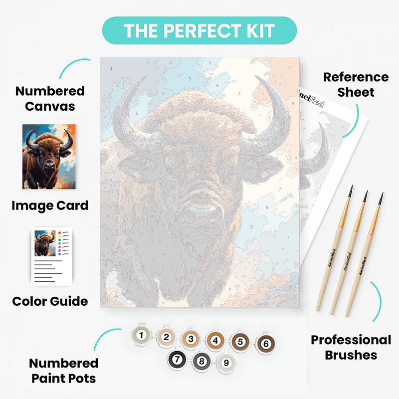 Majestic Buffalo Portrait - Paint by Numbers Kit
