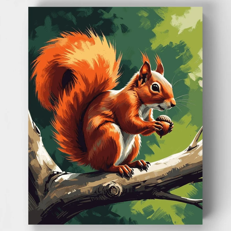 Vibrant Red Squirrel Portrait - Paint by Numbers Kit