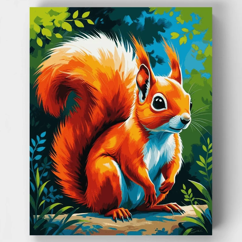 Vibrant Red Squirrel - Paint by Numbers Kit