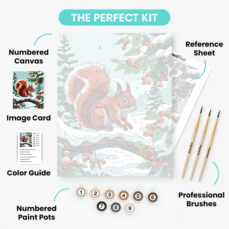 Red Squirrel in Winter Wonderland - Paint by Numbers Kit