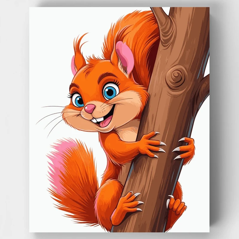 Adorable Orange Squirrel - Paint by Numbers Kit