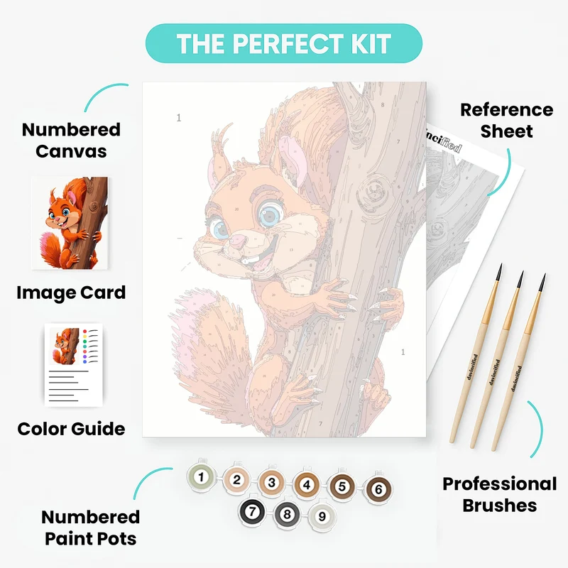 Adorable Orange Squirrel - Paint by Numbers Kit