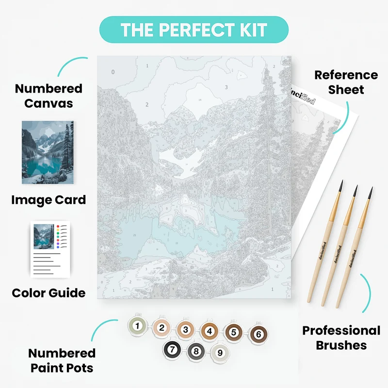 Winter Mountain Lake Reflection - Paint by Numbers Kit