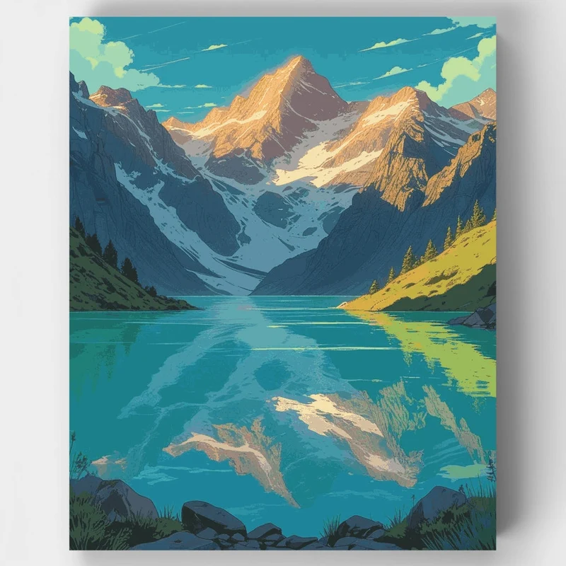 Alpine Lake Reflection Paradise - Paint by Numbers Kit